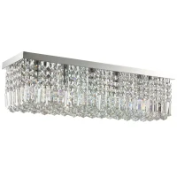 HOMCOM Modern Crystal Ceiling Light Square Crystal Chandelier for Living Room, Dining Room, Hall, E14 Base, Silver, 80 x 25 x 23cm(m-9)