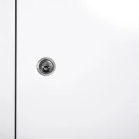 kleankin Medicijnkastje met Slot 3 Schappen Staal Wit 40 x 18 x 60 cm(m-8)