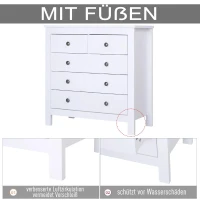 HOMCOM Ladekast met 5 lades commode dressoir kast MDF + spaanplaat(m-4)
