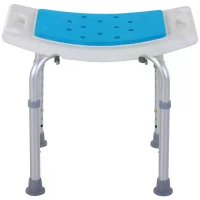 HOMCOM Height Adjustable Bathroom Stool, Shower Chair with Padded Seat and Non-Slip Foot Pads, Blue(m-9)