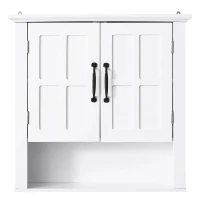 HOMCOM® keukenkast wandkast badkamerkast badkamermeubel wandkast verstelbare plank hout wit 60 x 19,8 x 58 cm | Aosom.de(m-7)