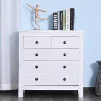 HOMCOM Ladekast met 5 lades commode dressoir kast MDF + spaanplaat(m-2)