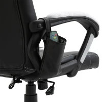 HOMCOM Bureaustoel Massagestoel met 6 Vibratiepunten Ergonomische Gaming Stoel met Verwarmingsfunctie Kunstleer Wit 68 x 69 x 108-117cm(m-10)