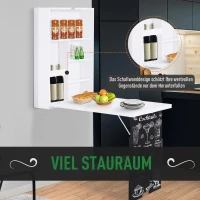 HOMCOM Opklapbare wandtafel opklapbare wandtafel klaptafel computertafel schoolbord MDF wit(m-5)