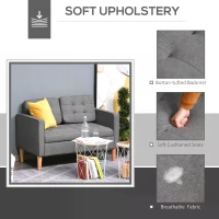 HOMCOM Modern Loveseat Sofa Button-Tufted Fabric Couch with Storage Chest Wood Legs(m-4)