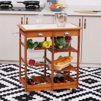 HOMCOM Serveerwagen verrijdbare wagen keukenwagen keukentrolley rolwagen voor de keuken mobiel(m-2)