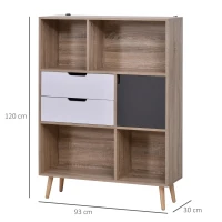 HOMCOM boekenkast dressoir keukenkast met 4 planken 2 schuiflades 1 deurkast(m-3)