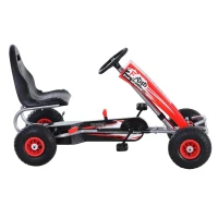 HOMCOM Skelter met pedalen kindervoertuig verstelbaar rubberen banden metaal rood(m-6)