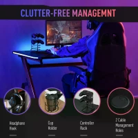 HOMCOM Computer and Gaming Desk, Racing Style Home Office Ergonomic Computer Table Workstation w/Management(m-5)