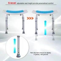 HOMCOM Height Adjustable Bathroom Stool, Shower Chair with Padded Seat and Non-Slip Foot Pads, Blue(m-5)