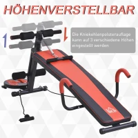 HOMCOM Sit-up buiktrainer trainingsbank fitnessbank in hoogte verstelbaar(m-5)