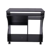 HOMCOM Mobiel rolbaar bureau zwart computerbureau tafel werktafel met aflegvlak(m-5)