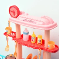 HOMCOM Pflegecenter für Puppen Puppenpflege-Station Spielcenter mit Puppenstuhl Badewanne 28-Teilige Zubehör Rosa ab 3 Jahre 52x30,5x72 cm(m-6)