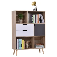 HOMCOM boekenkast dressoir keukenkast met 4 planken 2 schuiflades 1 deurkast(m-1)