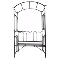 Outsunny Garden Arbor Bench Plant Climbing Support Trellis for Rose Vines Black(m-9)