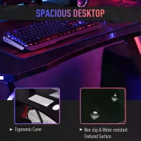 HOMCOM Computer and Gaming Desk, Racing Style Home Office Ergonomic Computer Table Workstation w/Management(m-6)