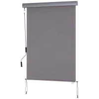 Outsunny Rolgordijn met handslinger raamrolgordijn wand-/ dakmontage UV50 + aluminium grijs 100 x 140 cm(m-1)