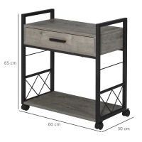 HOMCOM bijzettafel serveerwagen met lade opbergruimte keukenwagen dressoir grijs(m-3)