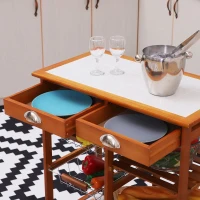 HOMCOM Serveerwagen verrijdbare wagen keukenwagen keukentrolley rolwagen voor de keuken mobiel(m-9)