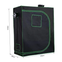 Outsunny Greenhouse for Hydroponic Plant Indoor Grow Tent Canopy with reflective Mylar 600D Oxford 120Lx60Wx150H cm Black/Green(m-3)
