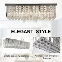 HOMCOM Modern Crystal Ceiling Light Square Crystal Chandelier for Living Room, Dining Room, Hall, E14 Base, Silver, 80 x 25 x 23cm(m-5)