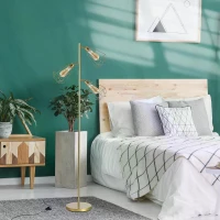 HOMCOM Modern Floor Lamp, 3-Light Standing Lamp, Gold Tone Finish, Steel Frame, Foot Switch, Round Base, E27 Living Room Gold(m-12)