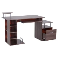 HOMCOM Computertafel bureau kantoortafel PC-tafel werktafel hout bruin(m-1)