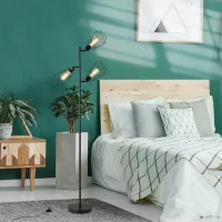 HOMCOM Retro Practical Tree Floor Lamp 3 Angle Adjustable Lampshade Steel Base, 165cm, for Living Room Bedroom Office, Black(m-9)