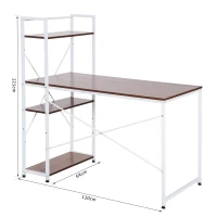 HOMCOM bureau met plank computerbureau werktafel bureau zwart/wit(m-3)