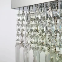 HOMCOM Modern Crystal Ceiling Light Square Crystal Chandelier for Living Room, Dining Room, Hall, E14 Base, Silver, 80 x 25 x 23cm(m-8)