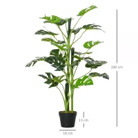 Outsunny Fake Indoor Plants, 21 Leaves with Nursery Pot, Fake Tropical Palm Tree for Indoor Outdoor Décor(m-3)