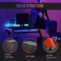 HOMCOM Computer and Gaming Desk, Racing Style Home Office Ergonomic Computer Table Workstation w/Management(m-7)