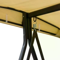Outsunny Swing Chair Hammock 3 Seater Canopy Cushion Shelter Outdoor Bench Steel Beige Garden(m-10)