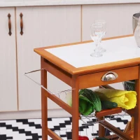 HOMCOM Serveerwagen verrijdbare wagen keukenwagen keukentrolley rolwagen voor de keuken mobiel(m-8)