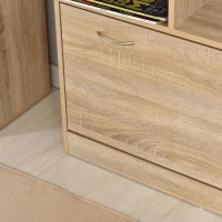 HOMCOM 3-in-1 garderobeset garderobe voor in de hal met schoenenkast wandspiegel garderobe 6 haken naturel 30,5 x 75,5 cm (spiegel)(m-10)