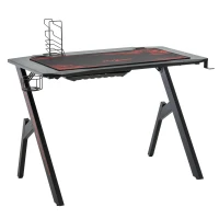 HOMCOM gaming tafel bureau computertafel werktafel meubels voor kantoor woonkamer werkkamer, modern design, MDF, metaal, 110 x 59 x 75 cm, zwart + rood(m-1)