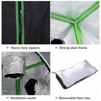 Outsunny Greenhouse for Hydroponic Plant Indoor Grow Tent Canopy with reflective Mylar 600D Oxford 120Lx60Wx150H cm Black/Green(m-4)