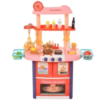 HOMCOM Pflegecenter für Puppen Puppenpflege-Station Spielcenter mit Puppenstuhl Badewanne 28-Teilige Zubehör Rosa ab 3 Jahre 52x30,5x72 cm(m-4)