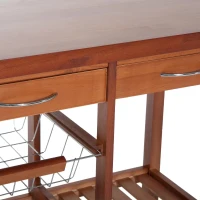HOMCOM® keukenwagen serveerwagen met houten schuiflades keukentrolley keukentrolwagen besteltafel 81 x 38 x 85,5 cm(m-7)