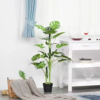 Outsunny Fake Indoor Plants, 21 Leaves with Nursery Pot, Fake Tropical Palm Tree for Indoor Outdoor Décor(m-9)