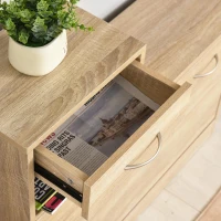 HOMCOM 3-in-1 garderobeset garderobe voor in de hal met schoenenkast wandspiegel garderobe 6 haken naturel 30,5 x 75,5 cm (spiegel)(m-8)