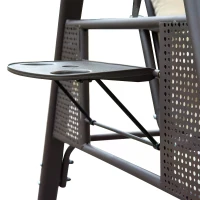 Outsunny Swing Chair Hammock 3 Seater Canopy Cushion Shelter Outdoor Bench Steel Beige Garden(m-11)