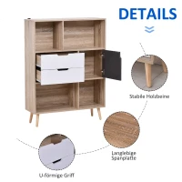 HOMCOM boekenkast dressoir keukenkast met 4 planken 2 schuiflades 1 deurkast(m-6)
