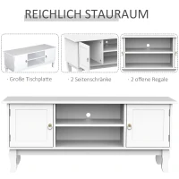 HOMCOM lage tv-kast tv-tafel tv-meubel houten poten woonkamer MDF 120 cm wit(m-5)