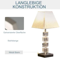 HOMCOM Tafellamp met draaibare kristallen mast, stoffen kap, metalen voet voor het thuiskantoor(m-6)