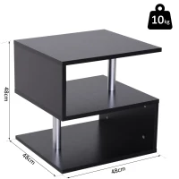 HOMCOM bijzettafel salontafel woonkamertafel salontafel 3 vakken spaanplaat + aluminiumlegering zwart 48 x 48 x 48 cm | Aosom.de(m-3)