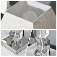 HOMCOM Tafellamp met draaibare kristallen mast, stoffen kap, metalen voet voor het thuiskantoor(m-8)