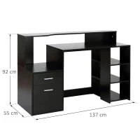 HOMCOM Bureautafel met tafelblad voor printer schuiflade MDF metaal(m-3)