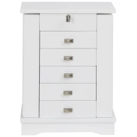 HOMCOM sieradenbox sieradenkastje wit met schuiflades spiegel wit(m-4)