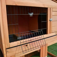 PawHut Rabbit Hutch Outdoor Guinea Pig Hutch 2-Tier Bunny Cage with No-Leak Tray 100.5 x 55 x 101 cm(m-10)